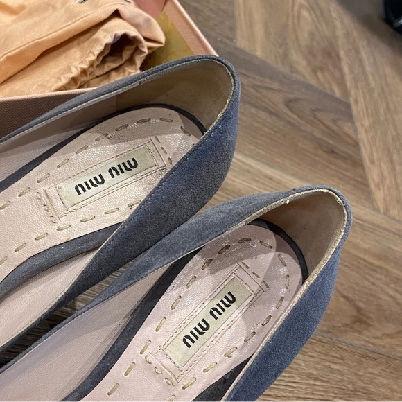Miu Miu nebbia gray suede high heels open toe 36.5 - Picture 11 of 12